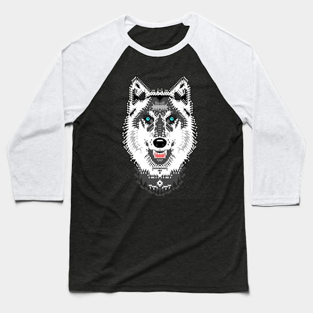 Geometric Wolf Baseball T-Shirt by chobopop